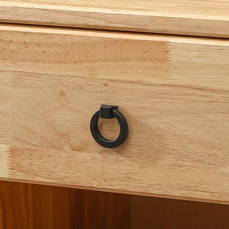 Modern Rubber Wood Metal 1/2-Drawer Nightstand