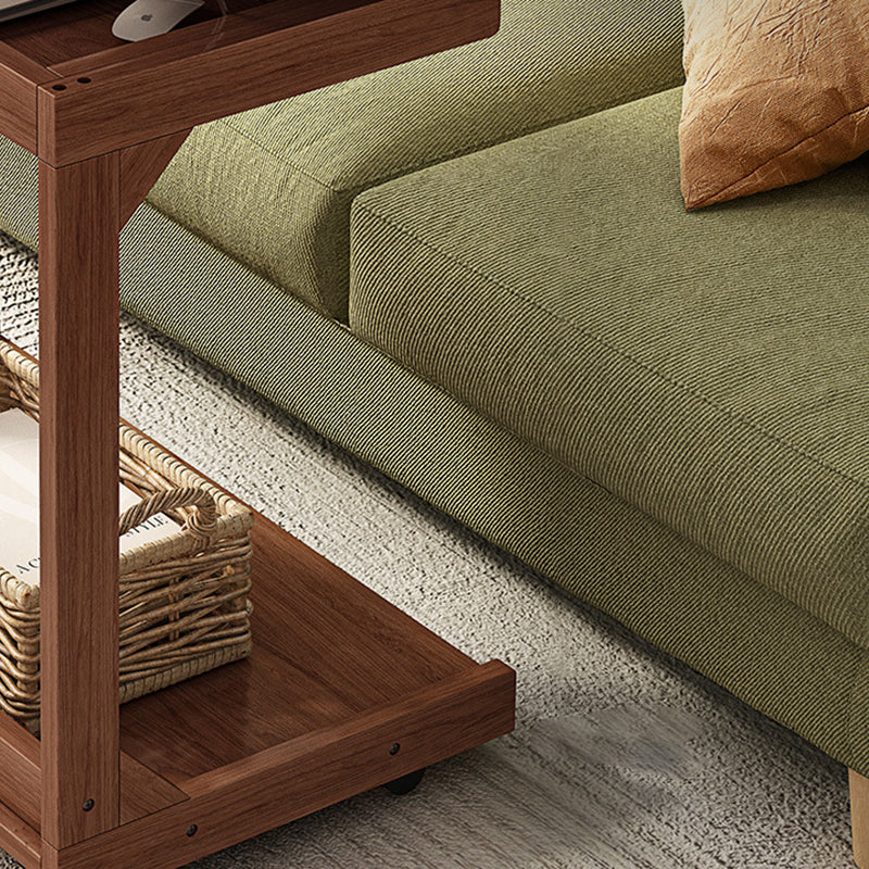Vintage Wood Flip-Top 2-Tier Side Table