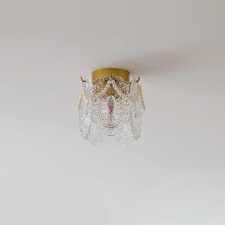 French Palace Glass Pearl Chain Ceiling Light — White Light (5000K) / 110V-120V For US/CA