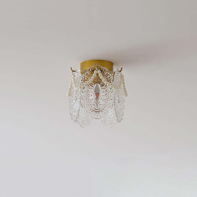 French Palace Glass Pearl Chain Ceiling Light — White Light (5000K) / 110V-120V For US/CA