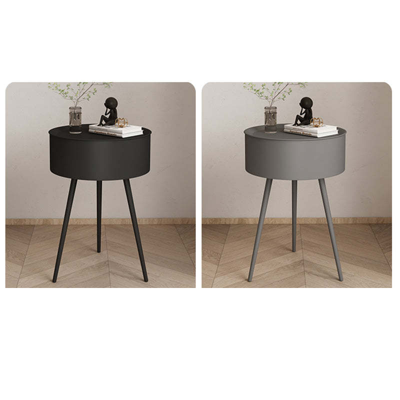Minimalist Round Iron 1-Storage Nightstand