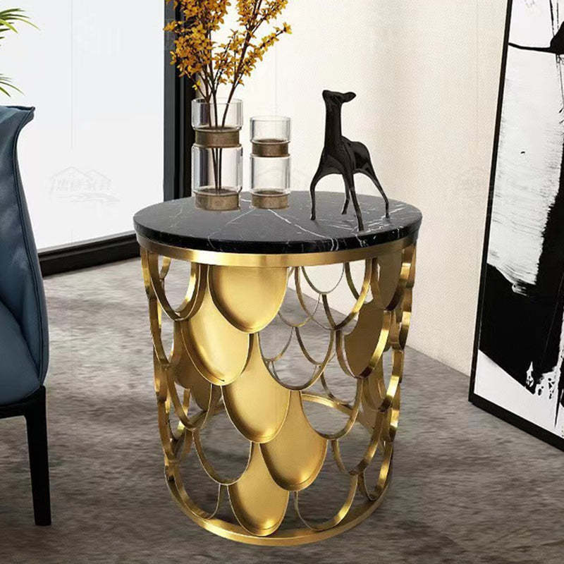Lighom luxury cylinder titanium natural coffee tables