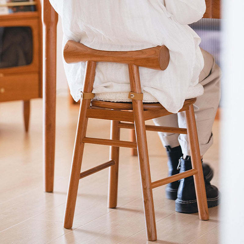 Modern Wood Lambswool Round Vanity Stool