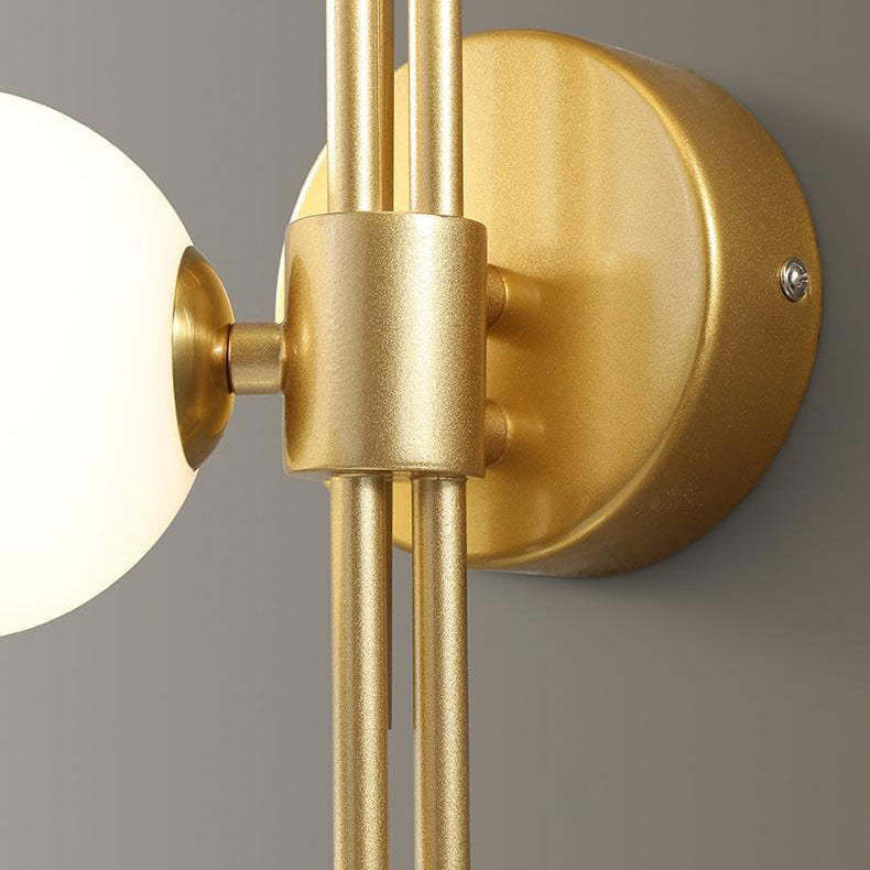 Orb glass wall sconces for hallway — Left / Amber / 110V-120V (US/CA