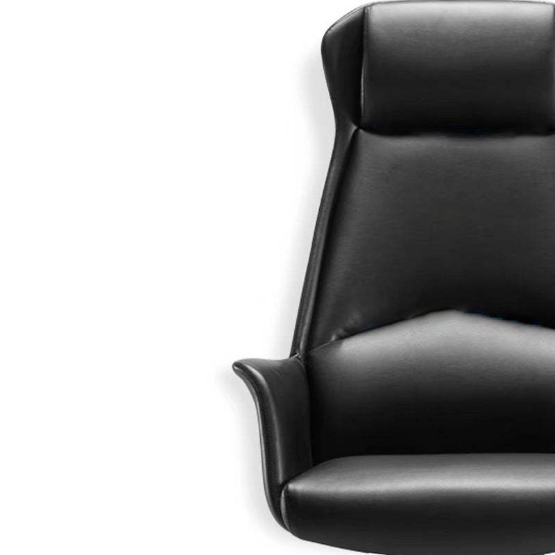 Minimalist High-Back Leather Steel Desk Chair