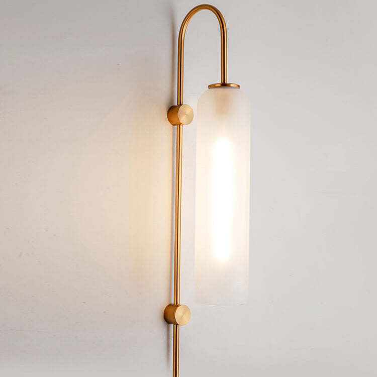 Nordic Luxury Glass Column Bent Arm Sconce