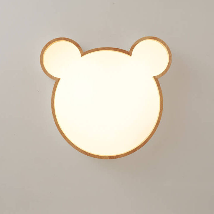 Nordic Wood Bear LED Kids Flush Mount Light