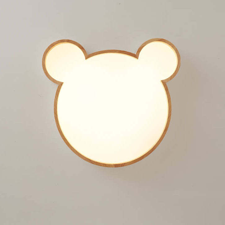 Nordic Wood Bear LED Kids Flush Mount Light