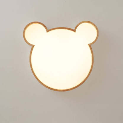 Nordic Wood Bear LED Kids Flush Mount Light