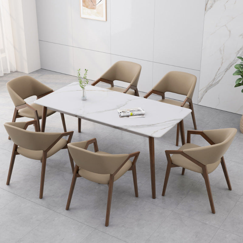 Contemporary Leather Wood Dining Chair
