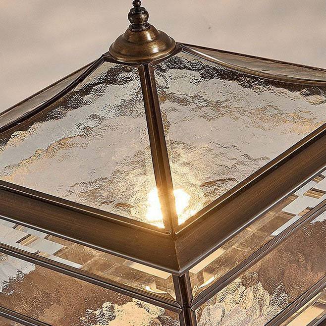 European Brass Glass Square Pillar Landscape Light