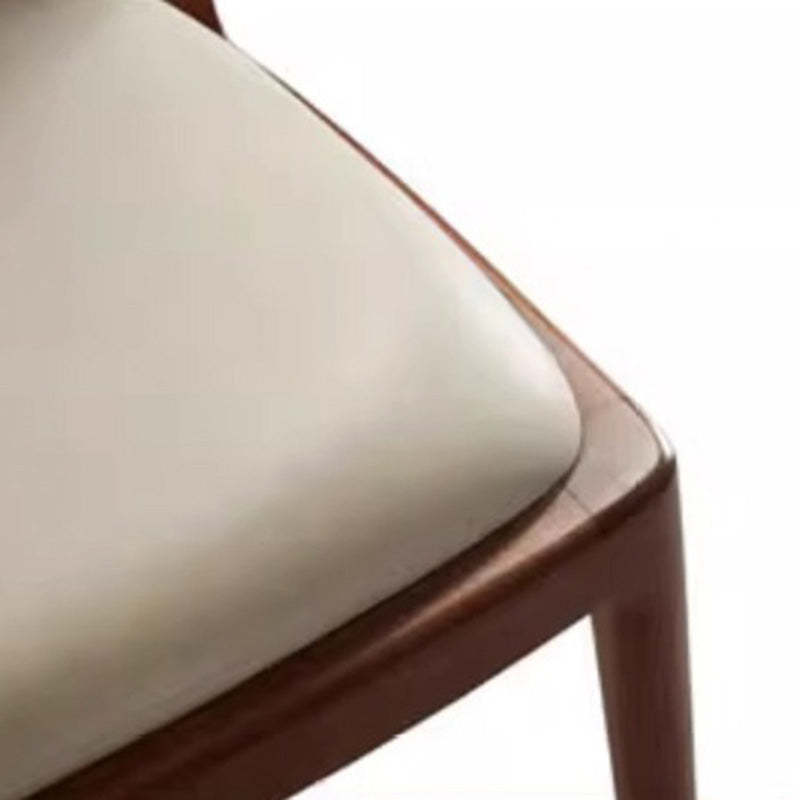 Retro Microfiber Leather Rattan Wood Dining Chair — With Armrest / Cherry Wood Color