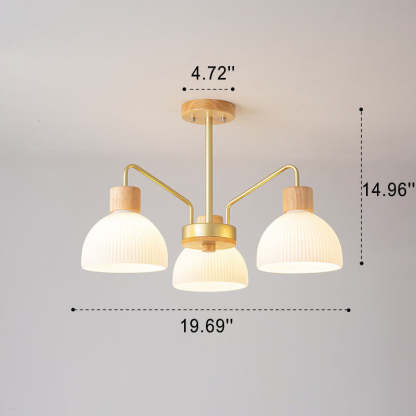 Nordic Vintage Wooden Glass Dome Chandelier