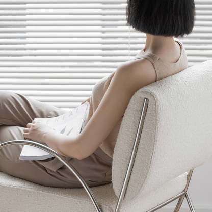 Modern Curved Lambswool Steel Recliner