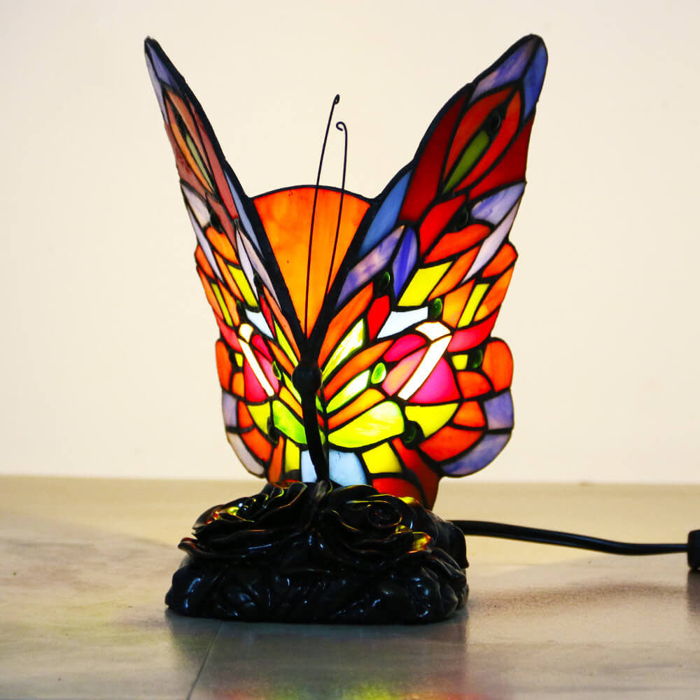 Lighom butterfly tiffany glass table lamps for living room — 220V-240V (UK/AU)