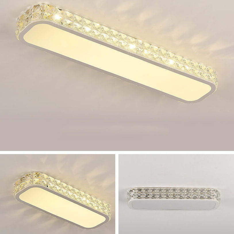 Modern Crystal Strip Acrylic LED Flush Mount Light — Medium - White / Warm Light (3000K) / 110V-120V For US/CA