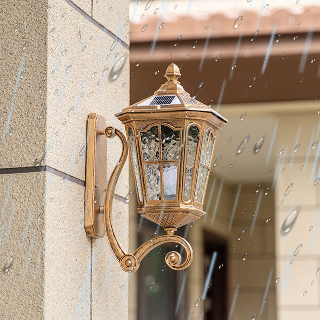 European Solar Lantern Aluminum Glass Outdoor Wall Sconce