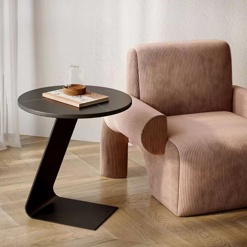 Scandinavian Round Rock Slab Iron Coffee Table