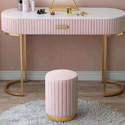 Minimalist Round Velvet Metal Vanity Stool