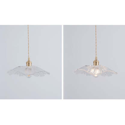 Nordic Vintage Clear Glass Flower Brass Pendant