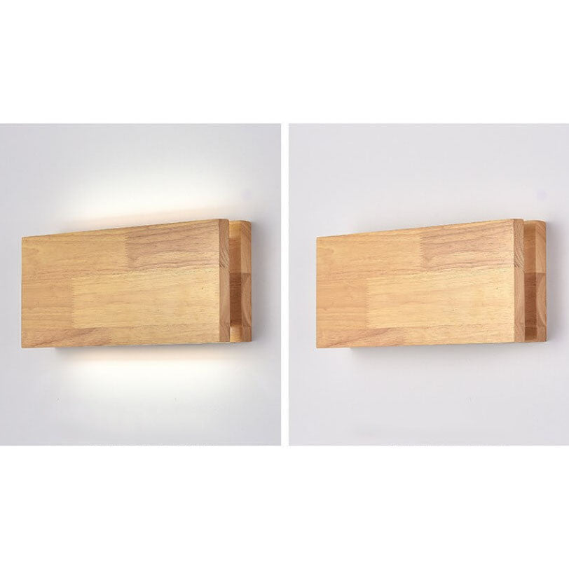 Japanese Wabi-Sabi Log Wood Rectangular LED Sconce