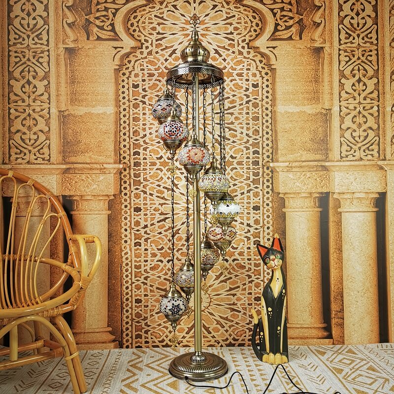 Retro Turkish Moroccan Globe 9-Light Floor Lamp