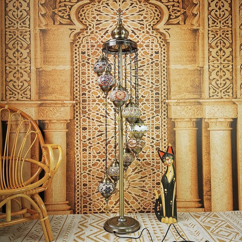 Retro Turkish Moroccan Globe 9-Light Floor Lamp