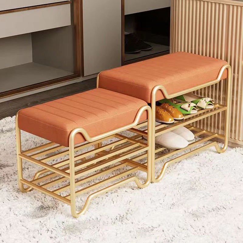 Modern Tech Cloth Portable Rectangular Footstool Backless — Orange - Technology Cloth