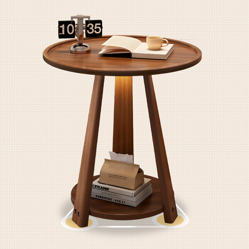 Minimalist Tripod Wood 2-Tier Coffee Table