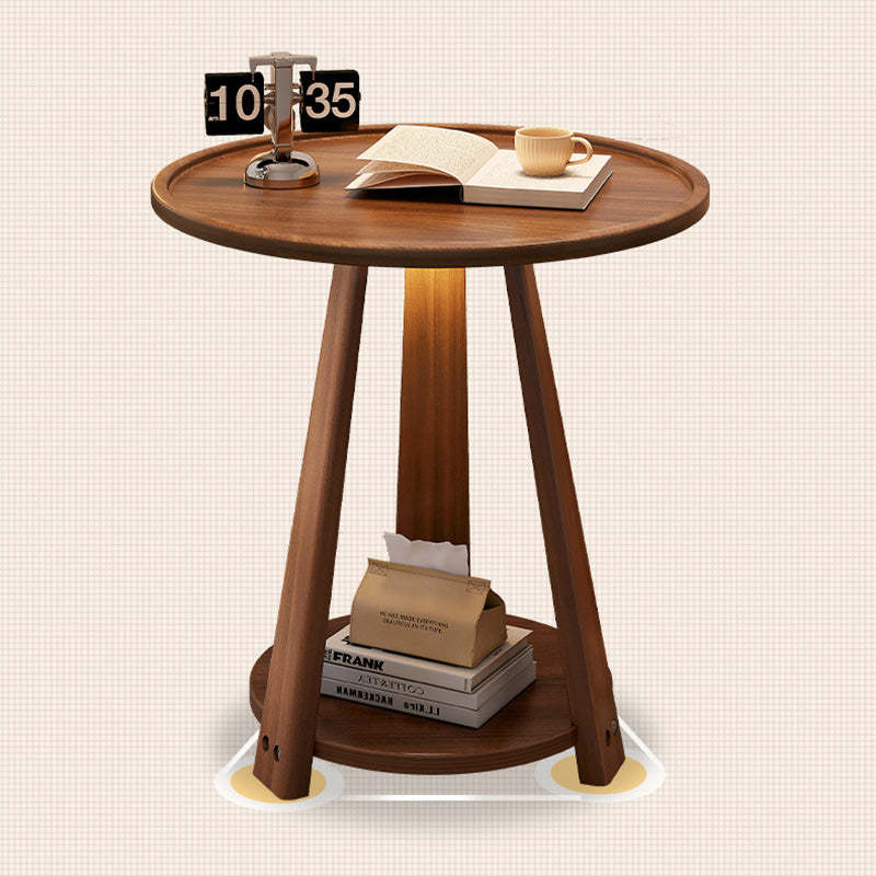 Minimalist Tripod Wood 2-Tier Coffee Table