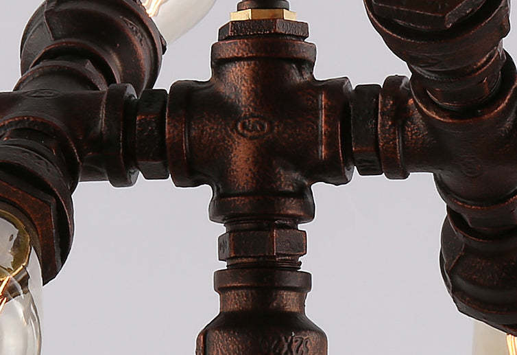 Industrial Iron Water Pipe 7-Light Chandelier