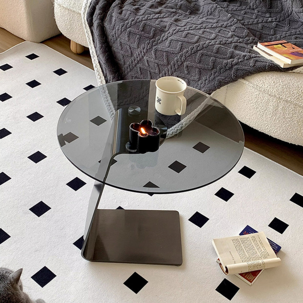 Modern Round Steel Glass Side Table — B - Stainless Steel