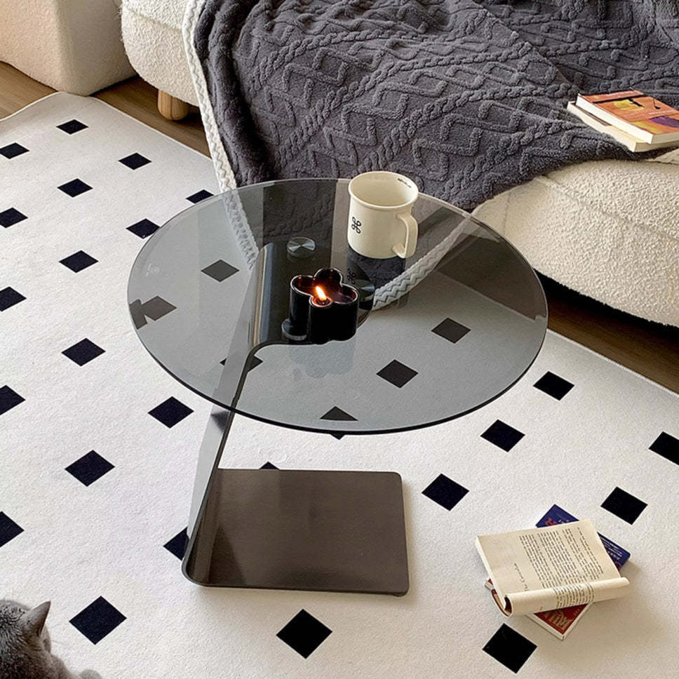 Modern Round Steel Glass Side Table — B - Stainless Steel
