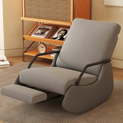 Modern Snowflake Velvet Cat Scratch Leather Recliner — Footrest & High Resilience Sponge Version / Gray & Dark Gray