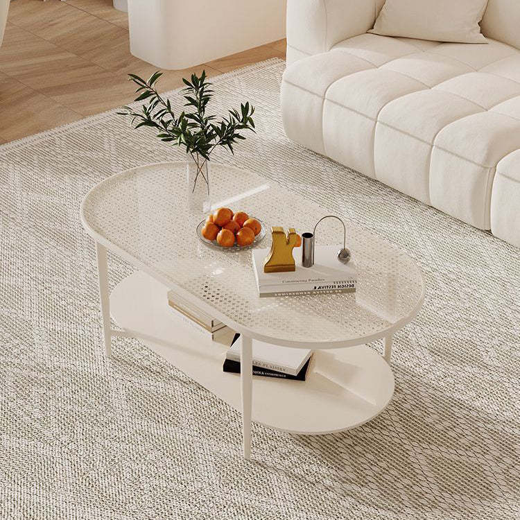 Retro Elliptical Woven Glass Iron Coffee Table