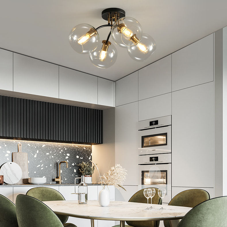 Modern Glass Magic Bean Round Semi-Flush Ceiling Light