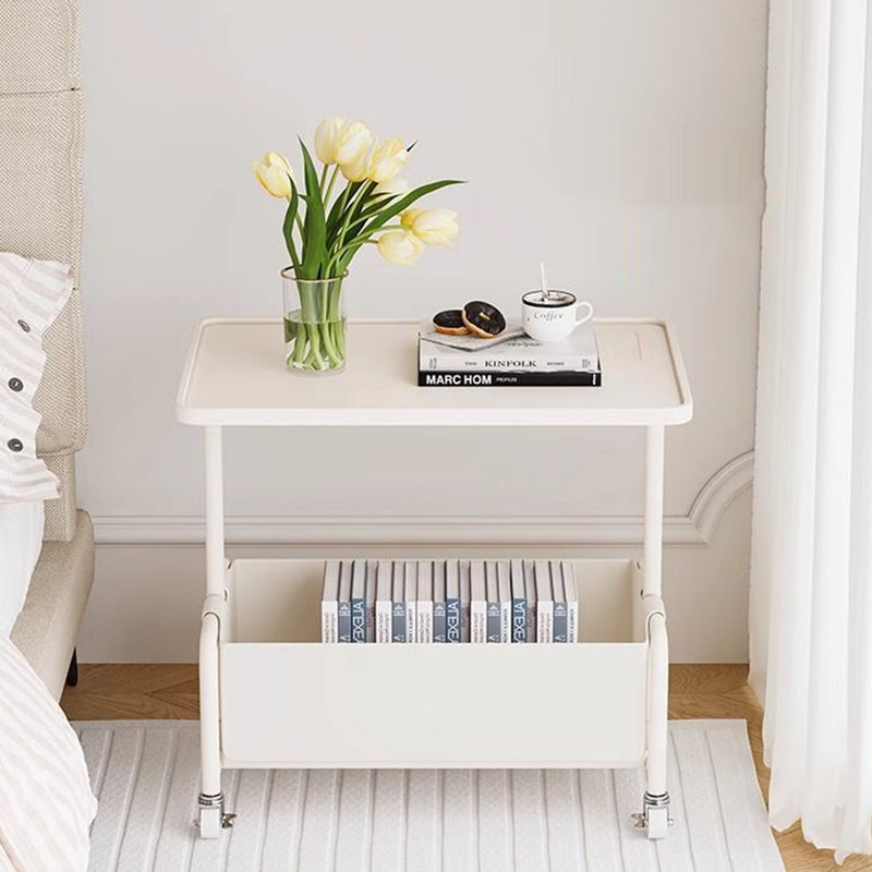 Modern Tray Leather Movable 2-Tier End Table