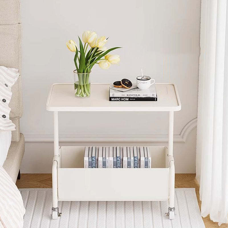 Modern Tray Leather Movable 2-Tier End Table