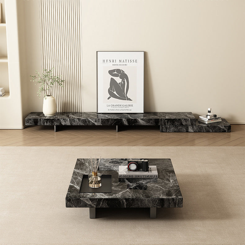 Modern Slate Steel Wood Coffee Table — B