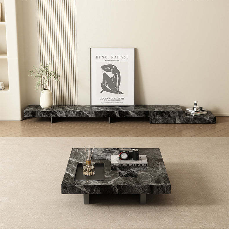 Modern Slate Steel Wood Coffee Table — B