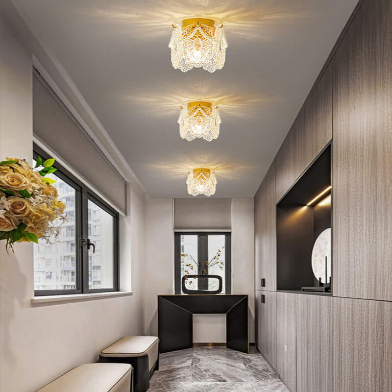 French Palace Glass Pearl Chain Ceiling Light