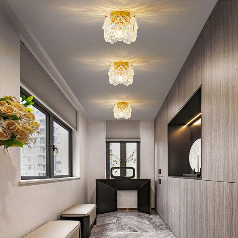 French Palace Glass Pearl Chain Ceiling Light