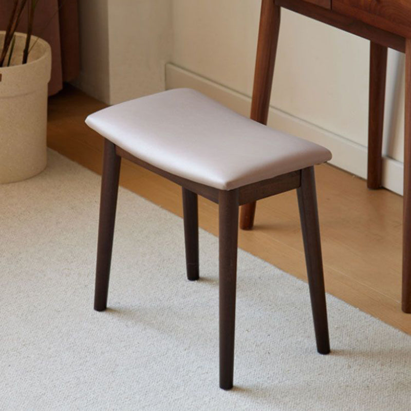 Minimalist Soft Leather Wood Vanity Stool
