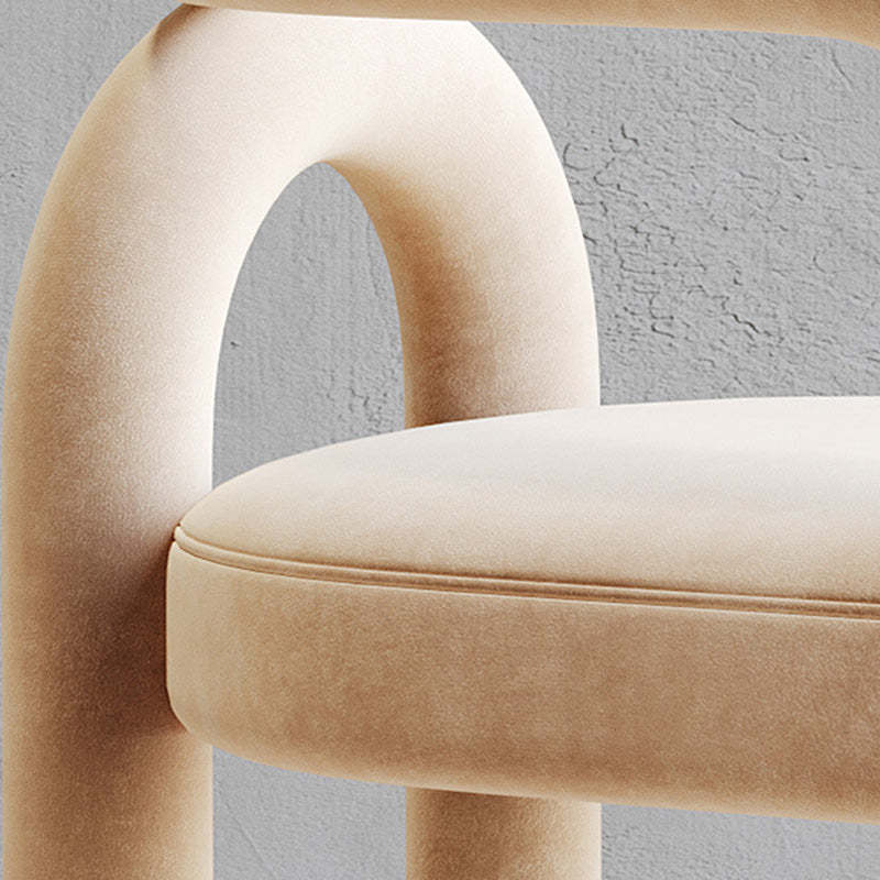 Scandinavian Curved Velvet Steel Armchair — Black