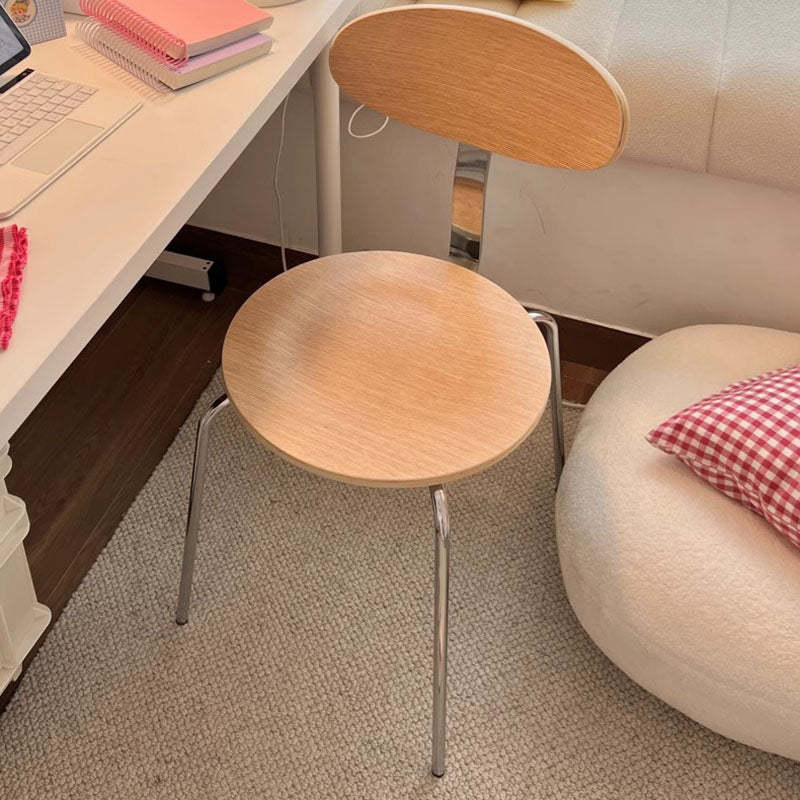 Nordic Wood Steel Round Dining Chair — Black
