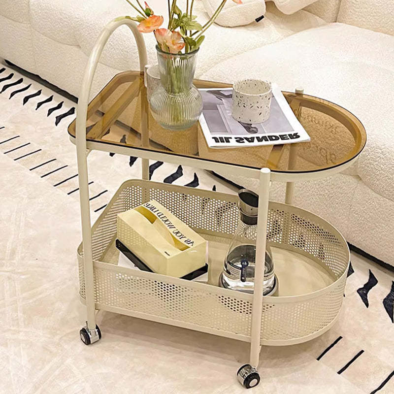 Modern Semicircle Glass Iron Movable Side Table