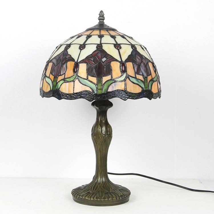 European Tiffany Stained Glass Table Lamp