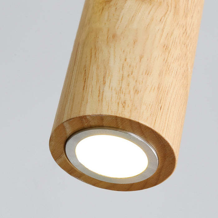 Minimalist Rubberwood Cylinder Spotlight LED Pendant Light