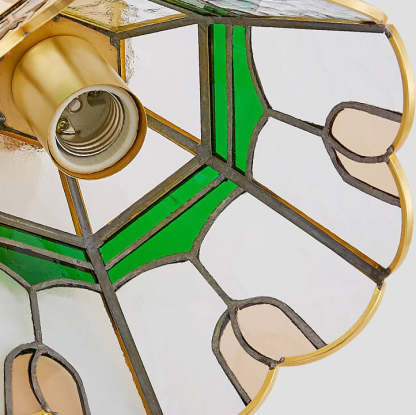 Vintage Bell Brass Glass Pendant Light