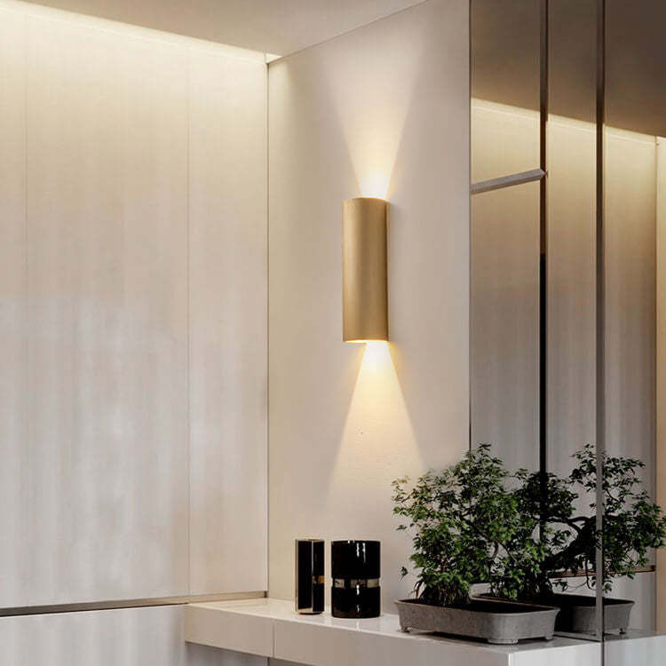 Minimalist Aluminum Cylindrical LED Sconce — Coffee Gold / 110V-120V For US/CA